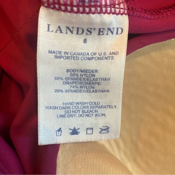 Lands’ End • Cranberry Underwire Bust One Piece Swimsuit • Size 6 • Like new! - Picture 6 of 6